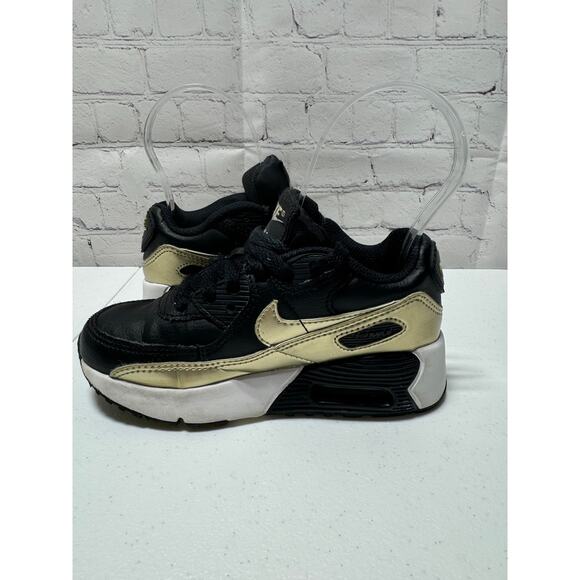 Toddler Nike Air Max 90 LTR sneakers size 11c black and gold - Picture 7 of 11
